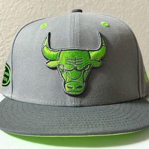 Chicago Bulls Flat Bill Hat Green and Gray